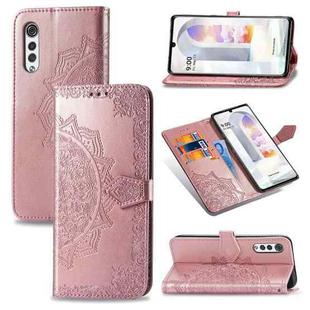 For LG Velvet 2 Pro Mandala Embossing Pattern Horizontal Flip Leather Case with Holder & Card Slots & Wallet & Lanyard(Rose Gold)