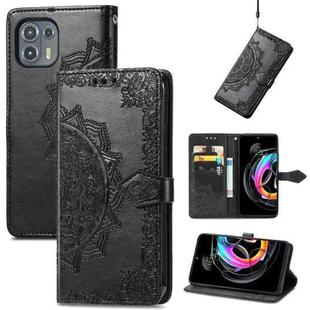 For Motorola Edge 20 Lite Mandala Embossing Pattern Horizontal Flip Leather Case with Holder & Card Slots & Wallet & Lanyard(Black)