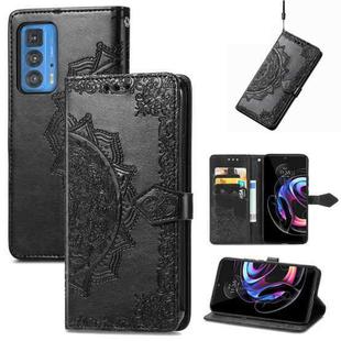 For Motorola Edge 20 Pro Mandala Embossing Pattern Horizontal Flip Leather Case with Holder & Card Slots & Wallet & Lanyard(Black)