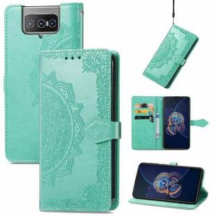 For  Asus Zenfone 8 Flip Mandala Embossing Pattern Horizontal Flip Leather Case with Holder & Card Slots & Wallet & Lanyard(Green)