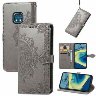 For Nokia XR 20 Mandala Embossing Pattern Horizontal Flip Leather Case with Holder & Card Slots & Wallet & Lanyard(Grey)