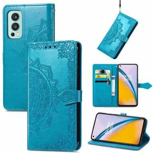 For OnePlus Nord 2 5G Mandala Embossing Pattern Horizontal Flip Leather Case with Holder & Card Slots & Wallet & Lanyard(Blue)