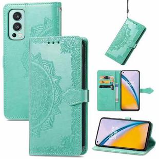 For OnePlus Nord 2 5G Mandala Embossing Pattern Horizontal Flip Leather Case with Holder & Card Slots & Wallet & Lanyard(Green)