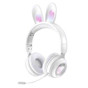 KE-01 Rabbit Ear Wireless Bluetooth 5.0 Stereo Music Foldable Headset with Mic For PC(Ivory White)