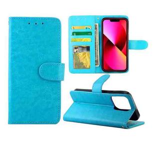 For iPhone 13 Crazy Horse Texture Leather Horizontal Flip Protective Case with Holder & Card Slots & Wallet & Photo Frame (Baby Blue)