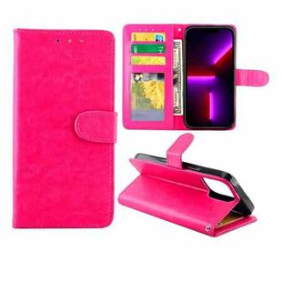 For iPhone 13 Pro Max Crazy Horse Texture Leather Horizontal Flip Protective Case with Holder & Card Slots & Wallet & Photo Frame  (Magenta)