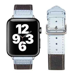 Silver Buckle Leather Strap For Apple Watch Ultra 49mm&Watch Ultra 2 49mm / Series 9&8&7 45mm / SE 3&SE 2&6&SE&5&4 44mm / 3&2&1 42mm(Black + light blue)