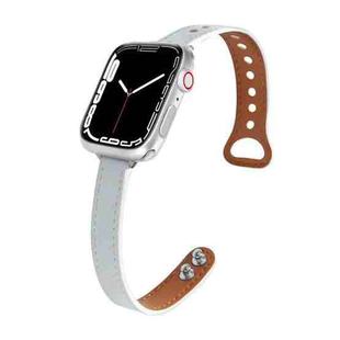Leather  Strap Watch Band For Apple Watch Series 9&8&7 41mm / SE 3&SE 2&6&SE&5&4 40mm / 3&2&1 38mm(White)