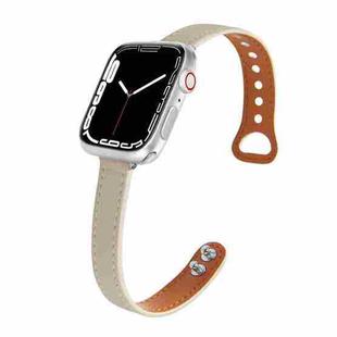 Leather  Strap Watch Band For Apple Watch Series 9&8&7 41mm / SE 3&SE 2&6&SE&5&4 40mm / 3&2&1 38mm(Beige)