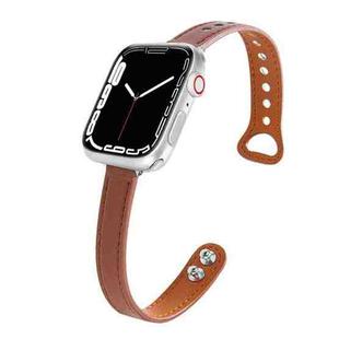 Leather  Strap Watch Band For Apple Watch Series 9&8&7 41mm / SE 3&SE 2&6&SE&5&4 40mm / 3&2&1 38mm(Brown)