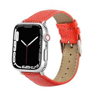 Leather  Strap Watch Band For Apple Watch Ultra 49mm / Series 8&7 45mm / SE 2&6&SE&5&4 44mm / 3&2&1 42mm(Orange)