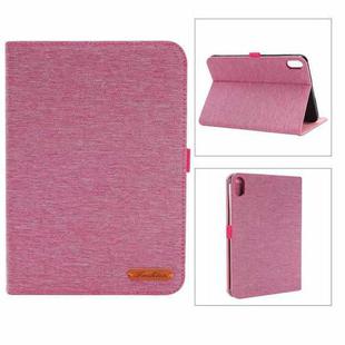For iPad mini 6 Cloth Teature Horizontal Flip PU Leather Tablet Case with Holder & Card Slots(Rose Red)