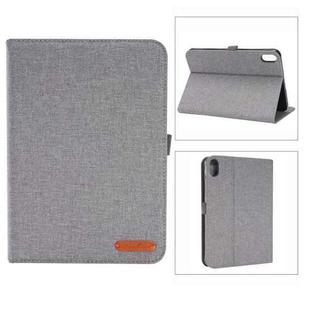 For iPad mini 6 Cloth Teature Horizontal Flip PU Leather Tablet Case with Holder & Card Slots(Grey)