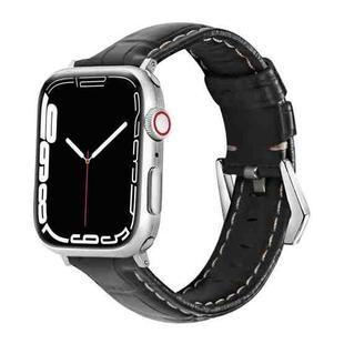 Leather  Strap Watch Band For Apple Watch Ultra 49mm&Watch Ultra 2 49mm / Series 9&8&7 45mm / SE 3&SE 2&6&SE&5&4 44mm / 3&2&1 42mm(Black)