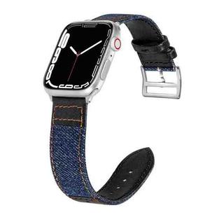 Denim Fit Leather Watch Band For Apple Watch Series 8&7 41mm / SE 2&6&SE&5&4 40mm / 3&2&1 38mm(Blue+Black)