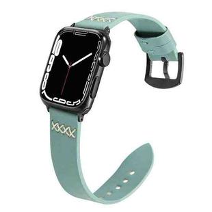 Leather  Strap Watch Band For Apple Watch Series 9&8&7 41mm / SE 3&SE 2&6&SE&5&4 40mm / 3&2&1 38mm(Light Green)