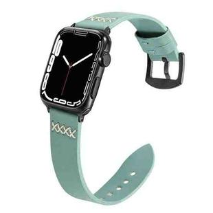 Leather  Strap Watch Band For Apple Watch Ultra 49mm&Watch Ultra 2 49mm / Series 9&8&7 45mm / SE 3&SE 2&6&SE&5&4 44mm / 3&2&1 42mm(Light Green)