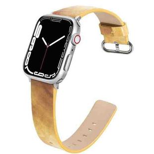 Marbled Leather Strap For Apple Watch Ultra 49mm&Watch Ultra 2 49mm / Series 9&8&7 45mm / SE 3&SE 2&6&SE&5&4 44mm / 3&2&1 42mm(Yellow)