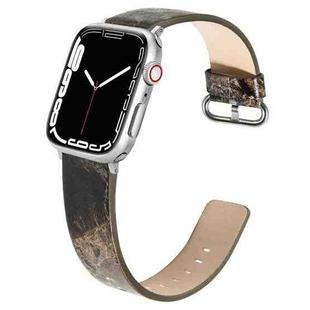 Marbled Leather Strap For Apple Watch Ultra 49mm / Series 8&7 45mm / SE 2&6&SE&5&4 44mm / 3&2&1 42mm(Brown)
