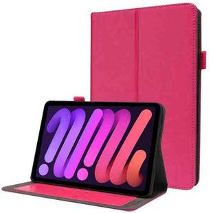 For iPad mini 6 Business Horizontal Flip PU Leather Tablet Case with Two-Folding Holder & Card Slots & Pen Slot(Rose Red)