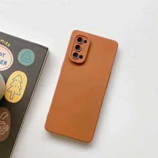 For OPPO Reno5 5G Straight Side Liquid Silicone Phone Case(Brown)
