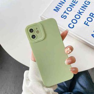 For iPhone 12 Straight Side Liquid Silicone Phone Case(Light Green)