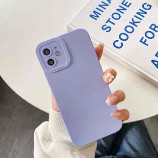 For iPhone 12 Straight Side Liquid Silicone Phone Case(Purple)