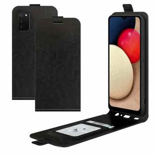 For Samsung Galaxy A03s 164mm R64 Texture Single Vertical Flip Leather Protective Case with Card Slots & Photo Frame(Black)