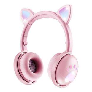 BK9 HiFi 7.1 Surround Sound Cat Claw Luminous Cat Ear Bluetooth Gaming Headset with Mic(Pink)