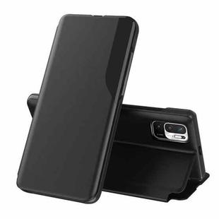 For Xiaomi Redmi Note 10 5G / Poco M3 Pro Side Display  Shockproof Horizontal Flip Leather Case with Holder(Black)