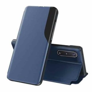 For Samsung Galaxy A03s 164mm Side Display  Shockproof Horizontal Flip Leather Case with Holder(Blue)