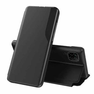 For Samsung Galaxy A22 5G Side Display  Shockproof Horizontal Flip Leather Case with Holder(Black)