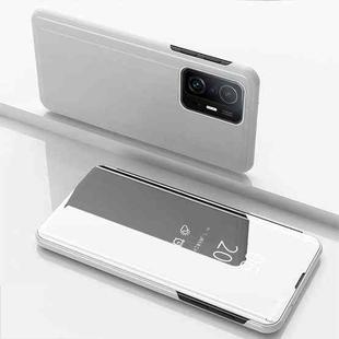 For Xiaomi Mi 11T / 11T Pro Plated Mirror Horizontal Flip Leather Case with Holder(Silver)