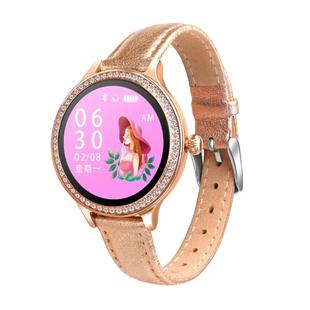 M8 1.04 inch IPS Color Screen Women Smartwatch IP68 Waterproof,Leather Watchband,Support Call Reminder/Heart Rate Monitoring/Blood Pressure Monitoring/Sleep Monitoring/Excessive Sitting Reminder/Menstrual Reminder(Gold)