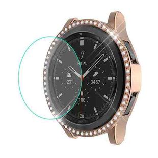 For Samsung Galaxy Watch4 Classic 46mm ENKAY Hat-Prince 2 in 1 Full Coverage Electroplated PC Case with Decorative Diamond + Tempered Glass Protector(Rose Gold)