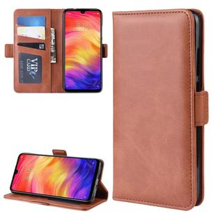 Dual-side Magnetic Buckle Horizontal Flip Leather Case for Xiaomi Redmi Note 7, with Holder & Card Slots & Wallet & Photo Frame(Brown)