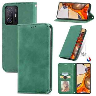 For Xiaomi Mi 11T / 11T Pro Retro Skin Feel Magnetic Horizontal Flip Leather Case with Holder & Card Slots & Wallet & Photo Frame(Green)