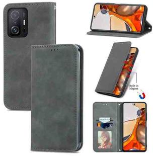 For Xiaomi Mi 11T / 11T Pro Retro Skin Feel Magnetic Horizontal Flip Leather Case with Holder & Card Slots & Wallet & Photo Frame(Grey)