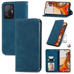 For Xiaomi Mi 11T / 11T Pro Retro Skin Feel Magnetic Horizontal Flip Leather Case with Holder & Card Slots & Wallet & Photo Frame(Blue)