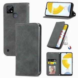 For OPPO Realme C21Y Retro Skin Feel Magnetic Horizontal Flip Leather Case With Holder & Card Slots & Wallet & Photo Frame(Grey)