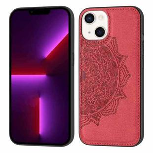Mandala Embossed Cloth Cover PC + TPU Case with Magnetic Function and Hand Strap For iPhone 13(Red)