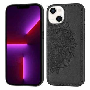 Mandala Embossed Cloth Cover PC + TPU Case with Magnetic Function and Hand Strap For iPhone 13 mini(Black)