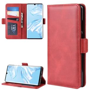 Dual-side Magnetic Buckle Horizontal Flip Leather Case for Huawei P30 Pro, with Holder & Card Slots & Wallet & Photo Frame(Red)