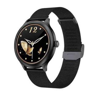 DK19 1.28 inch Color Screen Smart Watch, IP68 Waterproof,Steel Watchband,Support Heart Rate Monitoring/Blood Pressure Monitoring/Blood Oxygen Monitoring/Sleep Monitoring/Predict Menstrual Cycle Intelligently(Black)