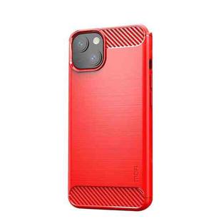 For iPhone 13 mini MOFI Gentleness Series Brushed Texture Carbon Fiber Soft TPU Case  (Red)
