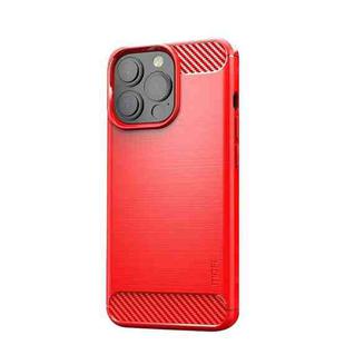 MOFI Gentleness Series Brushed Texture Carbon Fiber Soft TPU Case For iPhone 13 Pro Max (Red)