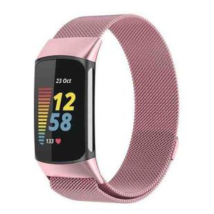 Milano Magnetic Metal Watch Band for Fitbit Charge 5(Rose Pink)