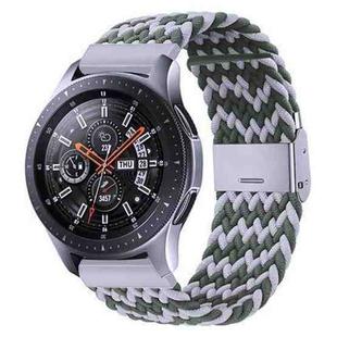 For Samsung Galaxy Watch 4 / Watch 5 20mm Nylon Braided Metal Buckle Watch Band(W White Green)