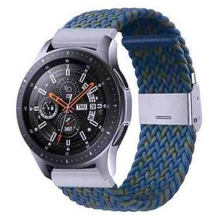 For Samsung Galaxy Watch 4 / Watch 5 20mm Nylon Braided Metal Buckle Watch Band(W Blue Green)