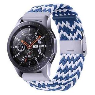 For Samsung Galaxy Watch 4 / Watch 5 20mm Nylon Braided Metal Buckle Watch Band(W Blue White)